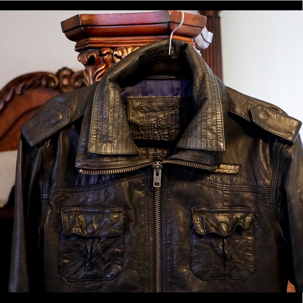 Superdry Military style leather jacket